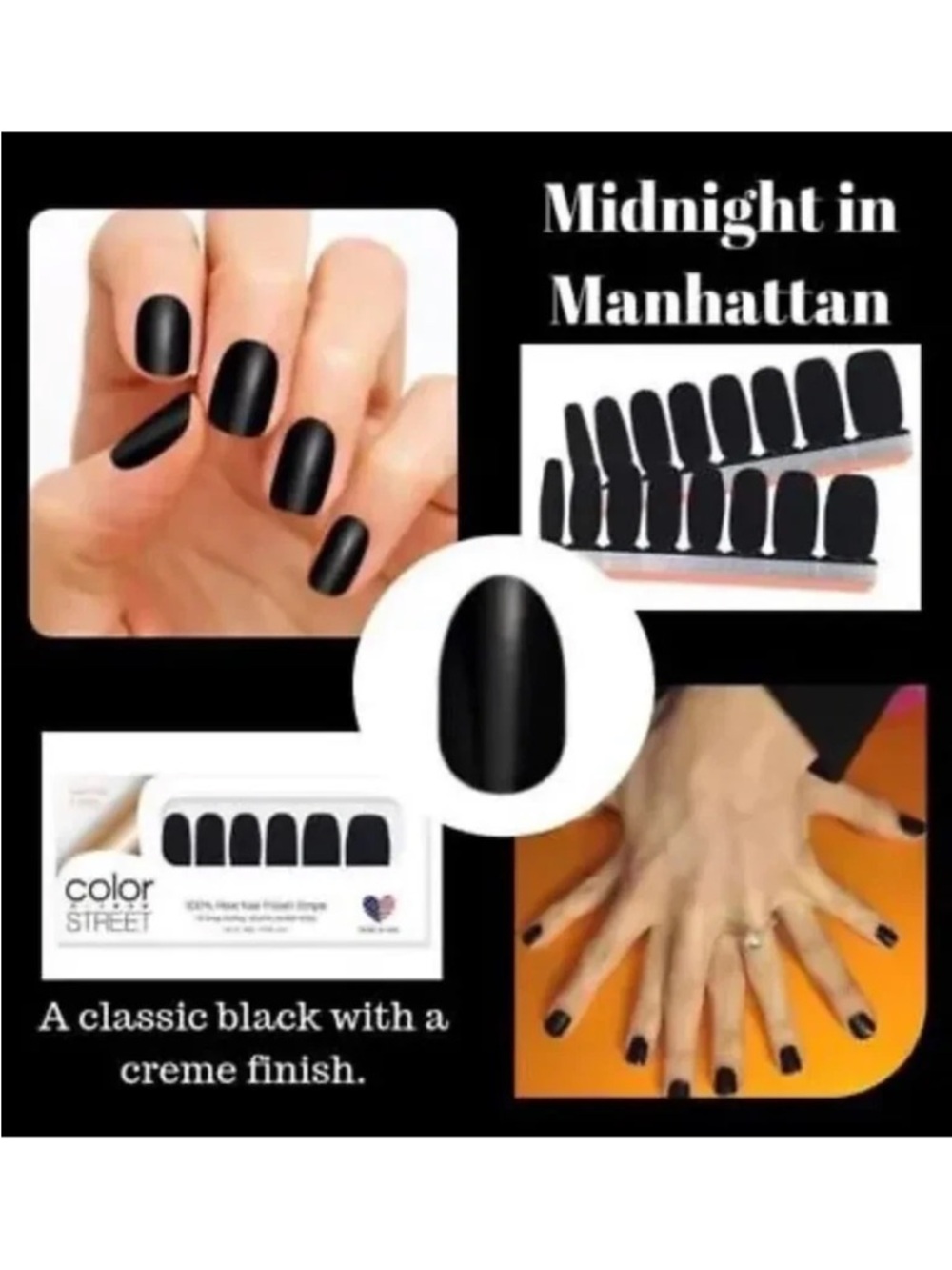 Color Street Nail Polish Strips Midnight in Manhattan FMC146 easy peel and apply